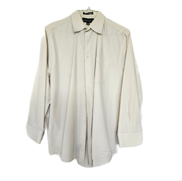Men’s Long Sleeve Dress Shirt Cream Size 15.5-16 32/33 - Picture 1 of 3